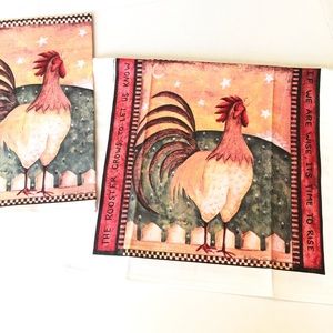 2 Kitchen Towels Farmhouse Rooster with Stars -New